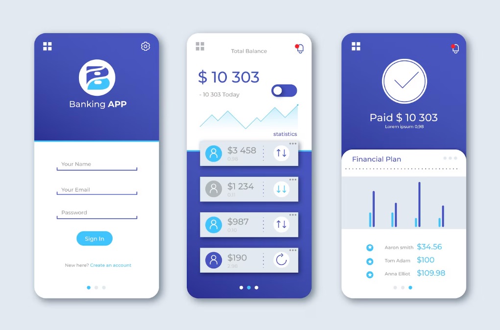 Mockup interfaccia bilancio e notifiche